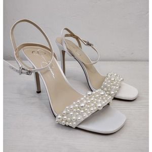 Jessica Simpson Omilira Pearl Sandal in White Women's Sz 9